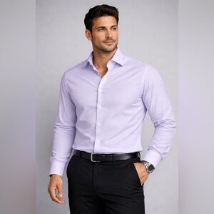 HUGO BOSS Tucker Light Lavender Textured Dress Shirt – Regular Fit Sz 16 (34/35)